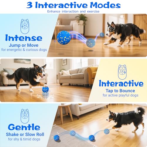 Smart Dog Ball Interactive Dog Toy with Remote Control,Automatic Moving,Bouncing and Rotating 3 Modes,E-TPU Material Aggressive Chewers,IPX7 Waterproof,Rolling Ball for Large Medium Dogs - color: Blue