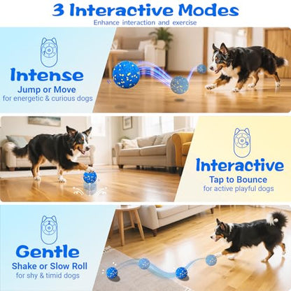 Smart Dog Ball Interactive Dog Toy with Remote Control,Automatic Moving,Bouncing and Rotating 3 Modes,E-TPU Material Aggressive Chewers,IPX7 Waterproof,Rolling Ball for Large Medium Dogs - color: Blue