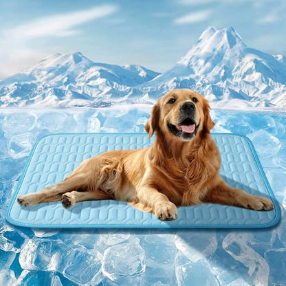 Quimoy Dog Cooling Mat 59"x39",Waterproof Pet Cooling Pad | Dog Cooling Pad with Chill Cold Fiber(Q-Max>0.4), Non-Slip Washable Summer Coolings Mat for Lager Dogs - size: 59”x39”