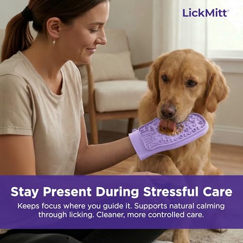 Lixy Pet LickMitt – Dual-Sided Calming & Grooming Mitt for Dogs and Cats – Human-Held Silicone Treat Mitt for Anxiety Relief, Bonding & Shedding – BPA-Free, Food-Grade, Easy Clean – Purple - color: Purple
