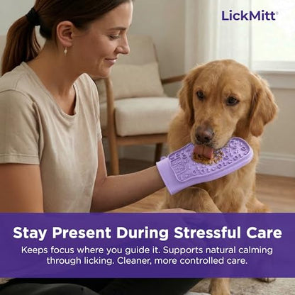 Lixy Pet LickMitt – Dual-Sided Calming & Grooming Mitt for Dogs and Cats – Human-Held Silicone Treat Mitt for Anxiety Relief, Bonding & Shedding – BPA-Free, Food-Grade, Easy Clean – Purple - color: Purple