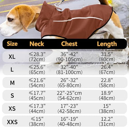 Mile High Life Dog Raincoat, Adjustable Waterproof Reflective Rain Jacket for Small Medium Large Dogs, Lightweight Breathable Pet Rain Coat with Leash Hole(Brown,XS Chest 17-23") - color: Brown, size: XS Chest 17"-23"