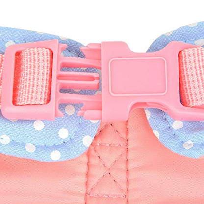Zunea No Pull Small Dog Girl Harness Dress Escape Proof Cat Kitten Vest Harness Leash Set Step-in Soft Cotton Padded Polka Dot Jacket Chihuahua Puppy Clothes with Cute Bow for Walking Blue S - color: blue dots, size: S (Chest:14.5-15.7", Neck:9-9.8")