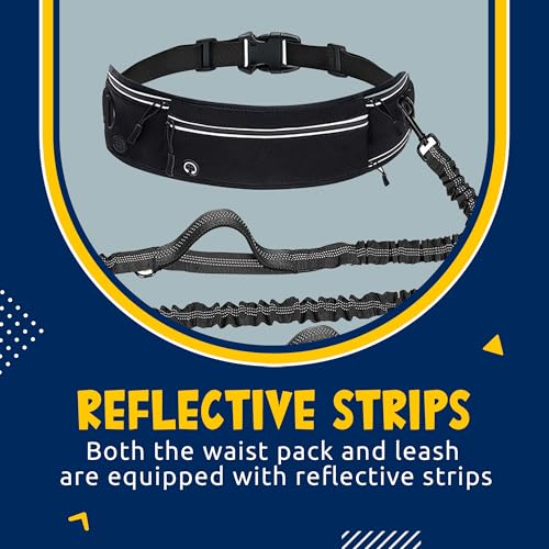 Lightweight Hands Free Dog Walking Waist Belt Leash with Storage Pouch, Featuring Dual Handles and Heavy-Duty Durable Bungee—Perfect for Outdoor Hiking and Running (Light Blue) - color: Light Blue