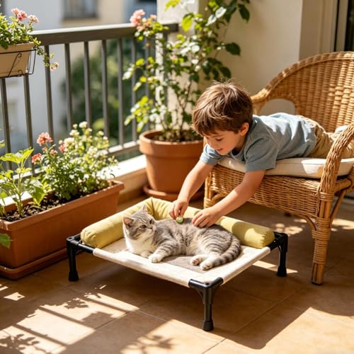 Outdoor Cooling Dog Bed – Elevated Airflow Sleeper Frame, Foldable Puppy Nest Mat, Moisture Resistant Feline Cradle, Lightweight Rest Pad, Anti Heat Nap Station | Animal Cot for Backyard Deck Balcony - color: Green