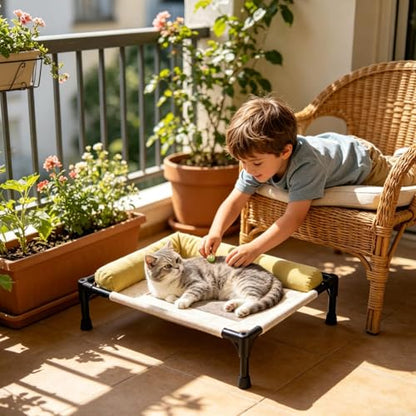Outdoor Cooling Dog Bed – Elevated Airflow Sleeper Frame, Foldable Puppy Nest Mat, Moisture Resistant Feline Cradle, Lightweight Rest Pad, Anti Heat Nap Station | Animal Cot for Backyard Deck Balcony - color: Green