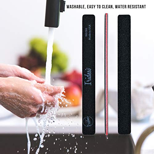 Professional Nail Files Black Washable Emery Boards 7 Inches Long Square End Serrated Edge 12 Fingernail Files Per Pack (100/100) - size: 100/100