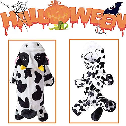 Dog Cow Costume - Adorable Halloween Milk Cow Style Puppy Cosplay, Pet Outfits Dog Halloween Costume Winter Hoodie Soft Jumpsuits for Cat Small Dogs Christmas - size: X-Large