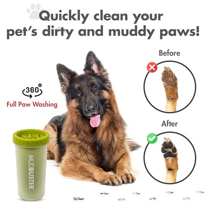 Dexas MudBuster Large Dog Paw Cleaner, Green, Fits 2.5"-3.5" Wide Paws, Gentle Silicone Bristles for Quick, Easy Cleaning - color: Green, size: Large without Lid