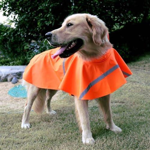 Dog Raincoat for Dogs Windbreaker Dog Rain Jacket Hooded Durable Waterproof Windproof Rain Coat for Dogs Doggy Raincoat(SM,Orange)