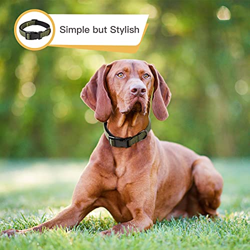 HEELE Dog Collar, Reflective Dog Collar, Soft Neoprene Padded Breathable Nylon Pet Collar Adjustable for Large Dogs, Army Green, L(15.74-25.98")