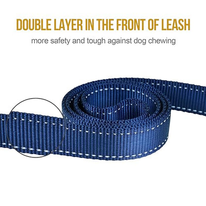 OneTigris Handled No-Pull Dog Walking Leash Long Traffic Leads for Medium to Large Dogs (Blue, 4FT) - color: Blue, size: 4FT
