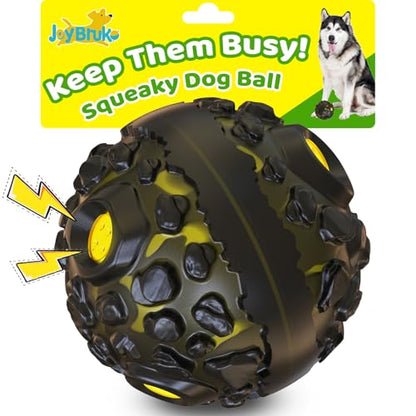 Dog Ball for Aggressive Chewers - Interactive Dog Toy Giggle Balls Fun Squeaky Sound to Keep Them Busy, Durable for Small Medium Large Breeds, Rubber Chew Toys, As Seen on TV, Black & Yellow - color: Black & Yellow