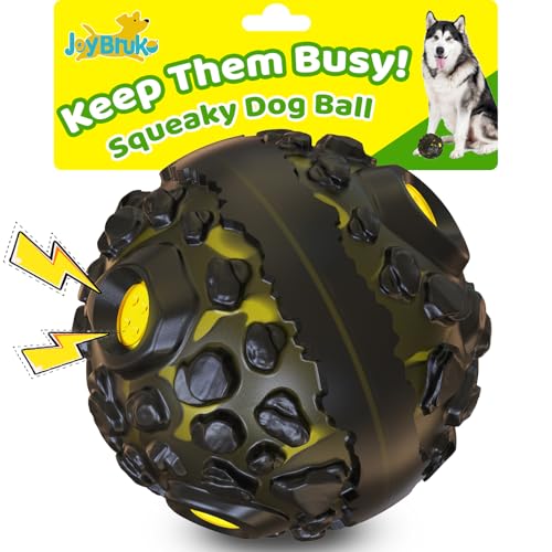 Dog Ball for Aggressive Chewers - Interactive Dog Toy Giggle Balls Fun Squeaky Sound to Keep Them Busy, Durable for Small Medium Large Breeds, Rubber Chew Toys, As Seen on TV, Black & Yellow - color: Black & Yellow