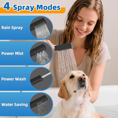 Hibbent All Metal Dog Sprayer Attachment Set, Stainless Steel Pet Shower Sprayer for Dog Washing and Bathing, 4 Sprays Handheld with Pause Mode, Brass Shower Diverter, 119" Hose, Oil-rubbed Bronze - color: Oil Rubbed Bronze