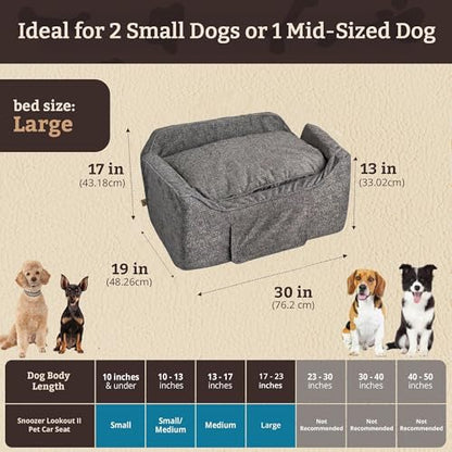 Snoozer Luxury Lookout Pet Car Seat, Large Luxury II, Navy Mutt - color: Merlin Pewter, size: Large