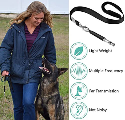 2 Pack Dog Whistle, Dog Whistle to Stop Barking Neighbors Dog, Adjustable Ultrasonic Silent Dog Whistle, Professional Recall Dog Training Whistles, with Lanyard (Black) - color: black