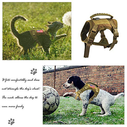 Tactical Service Dog Vest Harness, Outdoor Training Military K9 Patrol Dog Vest with Molle & Loop Panels Adjustable Tactical Dog Vest Harnesses with Handle (XS, Khaki) - color: Khaki, size: X-Small (Pack of 1)