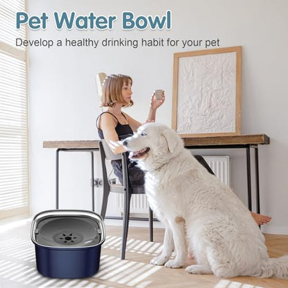 UPSKY 3L Dog Water Bowl 101oz Stainless Steel No Spill Large Capacity Dog Food Water Bowl Slow Water Feeder, Spill Proof Pet Water Dispenser Vehicle Carried Travel Water Bowls - color: I-Dark Blue