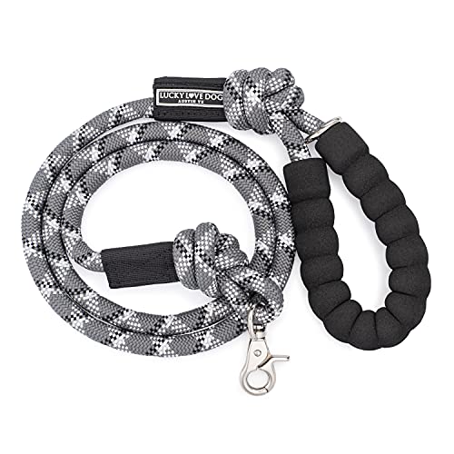Lucky Love Dog Rope Leash, Reflective, Padded Handle, Thick Rope, Medium to Large Dogs, Pewter - color: Pewter