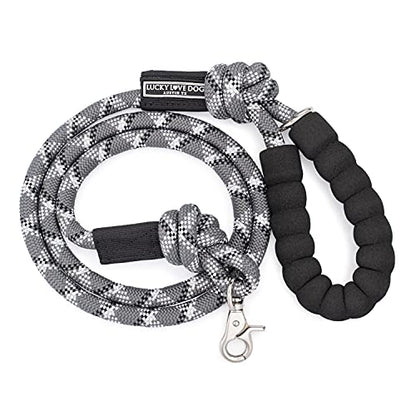 Lucky Love Dog Rope Leash, Reflective, Padded Handle, Thick Rope, Medium to Large Dogs, Pewter - color: Pewter