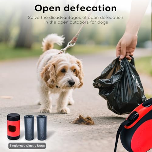 Retractable Dog Leash with Chew Proof Cable,26Ft Heavy Duty Dog Leash for Medium Large Dogs up to 110lbs,360°No Tangle,One-Handed Brake,Pause,Lock(Red) - color: Red, size: 26ft