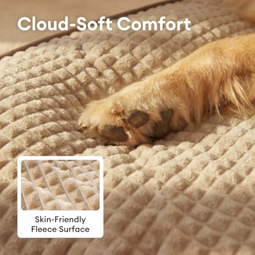 FUNNY FUZZY Orthopedic Dog Bed for Large Sized Dogs 47x37Inch, Memory Foam Dog Sofa Bed, Calming Washable Pet Couch, Joint Support Large Dog Bed Mat, Pet Bed with Non Skid Bottom(Brown, XXX-L) - size: XXX-Large