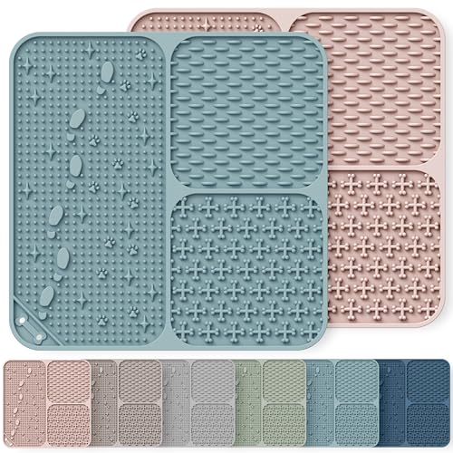 Lick Mat for Dogs(2pcs, Large, 7.9") Easy Clean Silicone Licking Pad Slow Feeder for Pets Cats with Suction Cups, Enrichment Accessories Anxiety Boredom Relief, Keep Them Busy for Bathing
