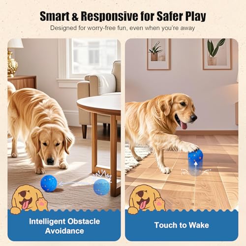 Interactive Dog Ball Toy, Smart Dog Toy for Medium and Large Dogs, Automatic Moving Rotating & Bouncing Ball, Durable E-TPU Material, IP54 Waterproof, Motion-Activated Dog Toy for Active Dogs - color: Blue