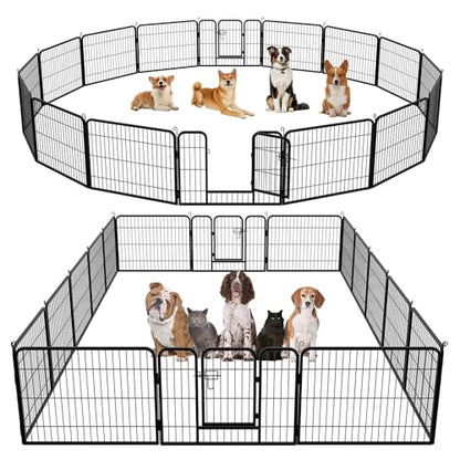 FDW Dog Playpen Dog Pen Dog Kennel 16 Panels 24 Inch Height Indoor Outdoor Folding Metal Portable Puppy Exercise Pen Heavy Duty Dog Fence for Yard Camping,Black - style: 16 Panels