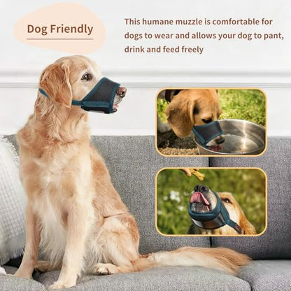 HEELE Dog Muzzle,Soft Nylon Muzzle Anti Biting Barking Chewing,Air Mesh Breathable Drinkable Adjustable Loop Pets Muzzle for Small Medium Large Dogs (Blackish Green, S) - color: Blackish Green, size: S