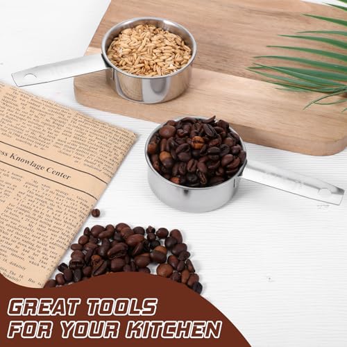 2 Pcs 1/3 Cup Stainless Steel Measuring Cups, (80ml, 3oz) Cat Food Scoop 1/3 Cup Scoop Metal Kitchen Measuring Cups Measure Scoops for Wet and Dry Ingredients, Cooking, Baking, Dishwasher Safe - size: 1/3 Cup