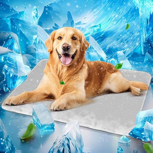 Mora Pets Dog Cooling Mat Instant Self Cooling Pad for Dogs & Cats Breathable Washable Summer Pet Cool Mat Indoor Outdoor, Puppy Cold Blanket for Floor Crate Car Travel Use Medium 36'' x 27'' Grey - color: Light Grey, size: 36'' x 24'' (Medium)