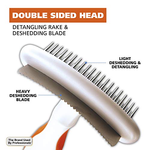 Wahl 2-in-1 Combination Double Row Pet Rake with Hair Shedding Blade for Dog or Cat Fur by The Brand Used by Professionals – Model 858424 - size: 1 Count (Pack of 1)