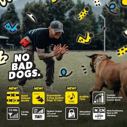 Dogtra E-Collar Tom Davis 280C 2.0 [2025 Edition], Boost & Lock, Waterproof, 1/2-Mile Range Dog Training Collar with Remote, Rechargeable, 127 Levels, Vibration, Bungee, No Bad Dogs Trainers - color: Tom Davis 280C 2.0