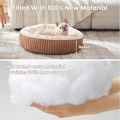 30 inches Donut Dog Bed for Medium Dogs,Calming Round Pet Bed with Removable Cover,Washable Milk Plush Faux Fur, Fits Pets up to 30 lbs(Mocha,Medium) - color: Mocha, size: 30.0"L x 30.0"W x 8.0"Th