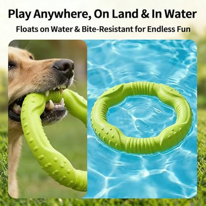 LaRoo Dog Flying Ring Toys, Floating Flying Disc Toys, Summer Pet Training Outdoor Durable Chew Toys for Medium and Large Dogs (Medium Green/22cm) - color: Green-M