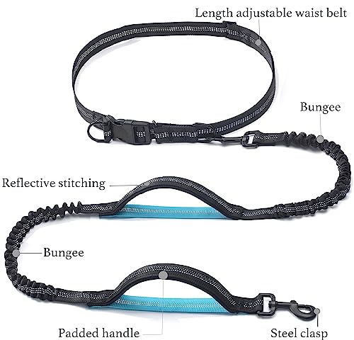 iYoShop Retractable Hands Free Dog Leash - Dual Handle Bungee Waist Leash for Small, Medium and Large Dogs (Small, 8-25 lbs, Black) - size: Small