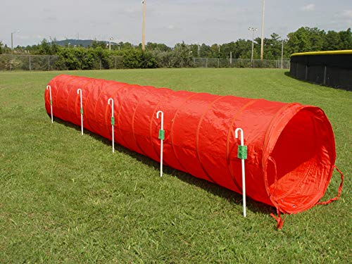14' Dog Agility Tunnel with Stakes, Multiple Colors Available (Red) - color: Red