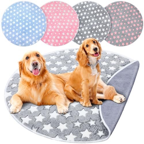 Hahafelt 4 Pcs Round Whelping Pee Pads Washable for Dogs Waterproof Pet Training Mats Reusable Puppy Whelping Pads Non Slip Cat Dog Bed Mat for Crate Kennel(Large Star,48 Inches) - size: 48 Inches