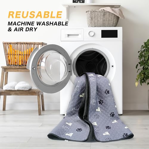 Washable Pee Pads for Dogs, 2 Pack Reusable Puppy Pads, Waterproof Pet Pee Pads for Dog Potty Training, Extra Large Dog Pee Pads for Crate, Playpen, and Whelping, Durable and Absorbent, Grey 32"x52"
