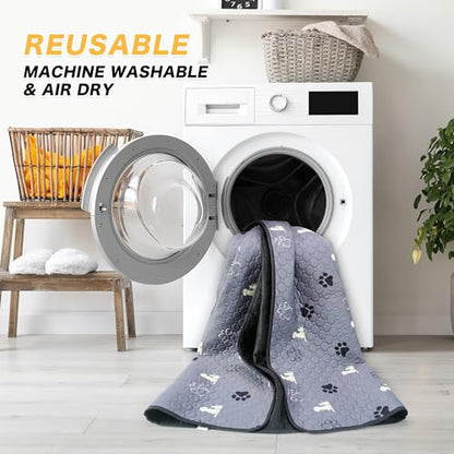 Washable Pee Pads for Dogs, 2 Pack Reusable Puppy Pads, Waterproof Pet Pee Pads for Dog Potty Training, Extra Large Dog Pee Pads for Crate, Playpen, and Whelping, Durable and Absorbent, Grey 32"x52"