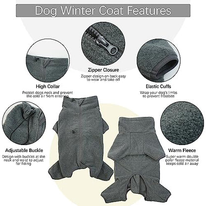 ROZKITCH Dog Warm Pajamas, Pet Windproof Warm Cold Weather Jacket Vest Cozy Jumpsuit Apparel Outfit Clothes for Small Medium Large Dog Walking Hiking Sleep Grey S - color: Grey, size: S