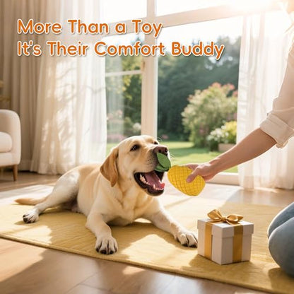 Pineapple Dog Toy for Aggressive Chewers, Tough Rubber | with Squeaker for Medium & Large Dogs, Puppy Teething Toy, Interactive Chew Toy, Helps Clean Teeth - size: Large