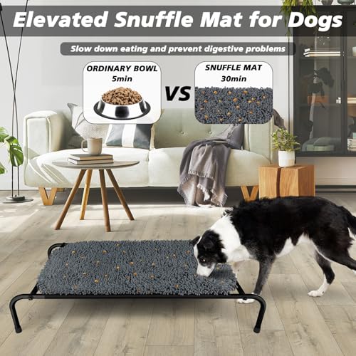 Rundik Elevated Dog Bed with Snuffle Mat Feature 2 in 1, Raised Dog Bed for Indoor and Outdoor Use Portable Warm Pet Cot with Puzzle Feeding Game for Slow Eating, Suitable for Small Medium Large Dogs - size: 23'' x 40''