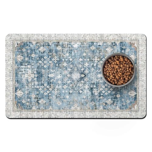 Pet Food Mats for Floor, Absorbent Dog Mat for Food and Water Dispenser Mat, Dog Food Mat Quick Dry Cat Food Mat Pet Supplies - color: Blue, size: 30"l X 17"w