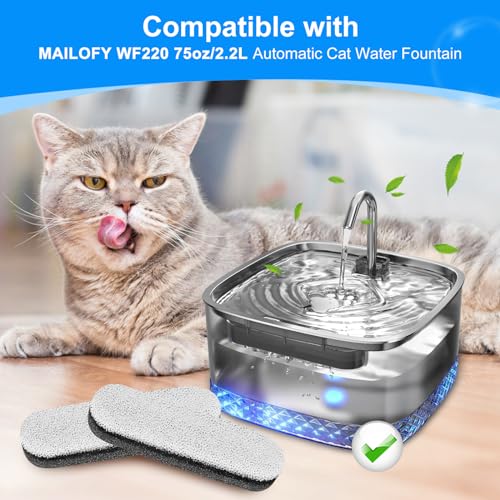 8pc Cat Water Fountain Filter Compatible with MAILOFY WF220 Model | 75oz/2.2L Dog Fountain Filters Compatible with MAILOFY Replacement Filters, Dog Water Bowl Filter Fit for Pet Water Dispenser