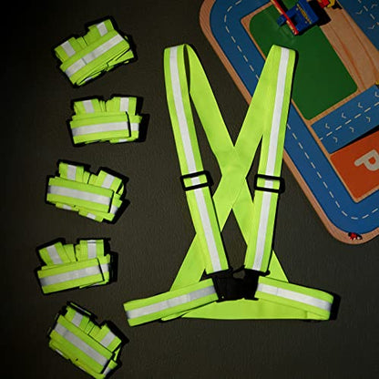 Hercicy 30 Pcs Reflective Vest High Visibility Safety Vests, Adjustable Running Gear Straps Lightweight Reflector for Construction (Yellow) - color: Yellow