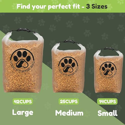 Pet Food Storage Bag for Travel - Transparent Leak-Proof Dog Food Container with Roll-Top Closure, Keeps Kibble Fresh for Camping Trip, Dog Boarding, Weekend Getaways (42 Cups+bowl) - size: 42 Cups+bowl