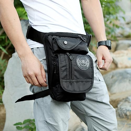 Drop Leg Bag Outdoor Waist Pack for Men Women Tactical Military Motorcycle Bike Cycling Multi-Pocket Waist Fanny Pouch Travel Hiking Climbing Thigh Bag Pocket - color: Black
